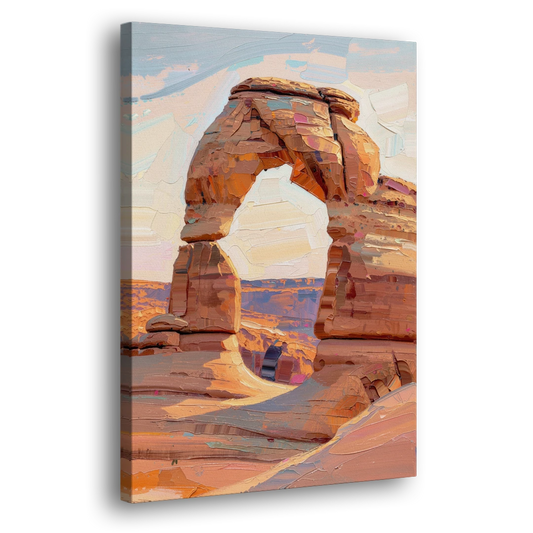 Large Textured Desert Sandstone Arch - Canvas Wall Art - Side