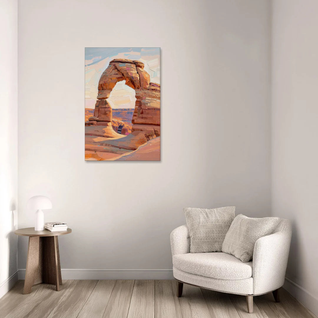Large Textured Desert Sandstone Arch - Canvas Wall Art - Sofa - 24x36