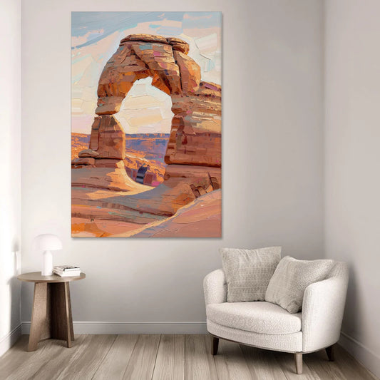Large Textured Desert Sandstone Arch - Canvas Wall Art - Sofa - 40x60