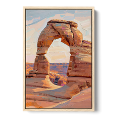 Large Textured Desert Sandstone Arch - Oak Framed Canvas Wall Art - Front
