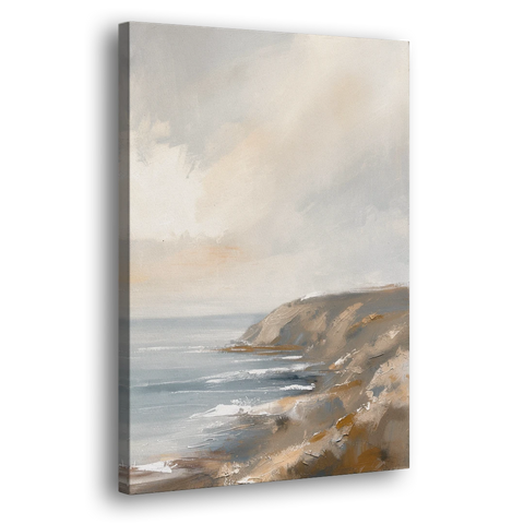 Large Vertical Wall Art of a Misty Coastal Cliff - Canvas Wall Art - Side