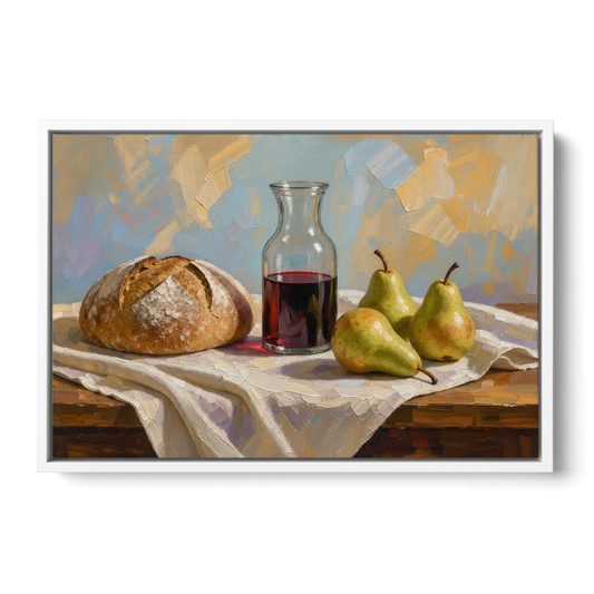 Large Wall Art for Dining Room Still Life - White Framed Canvas Wall Art - Front