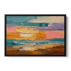 Large Wall Decor for Living Room Amber Field - Black Framed Canvas Wall Art - Front