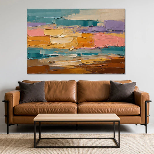 Large Wall Decor for Living Room Amber Field - Canvas Wall Art - Sofa - 60x40