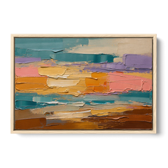 Large Wall Decor for Living Room Amber Field - Oak Framed Canvas Wall Art - Front