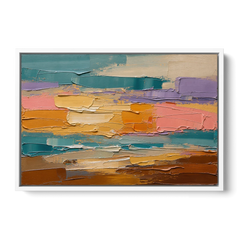 Large Wall Decor for Living Room Amber Field - White Framed Canvas Wall Art - Front