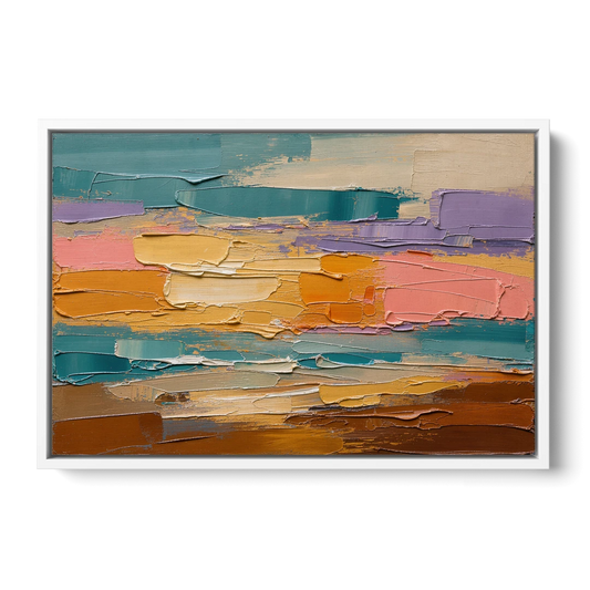 Large Wall Decor for Living Room Amber Field - White Framed Canvas Wall Art - Front