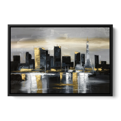 Las Vegas Black And White Skyline - Black Framed Canvas Wall Art - Front