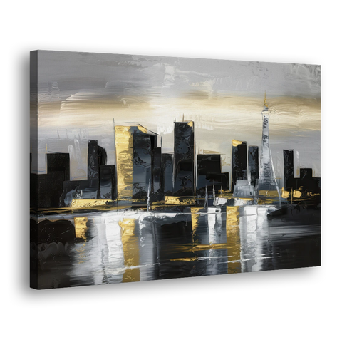 Las Vegas Black And White Skyline - Canvas Wall Art - Side