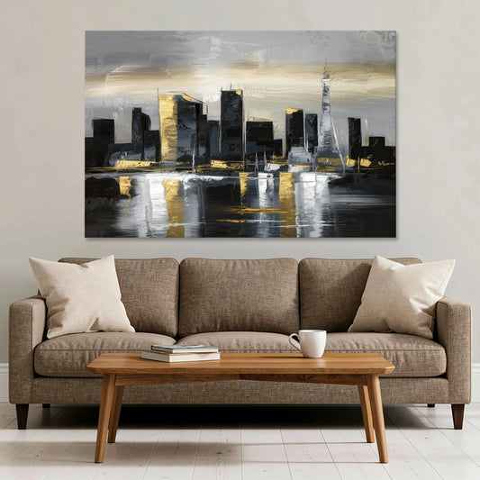 Las Vegas Black And White Skyline - Canvas Wall Art - Sofa - 60x40