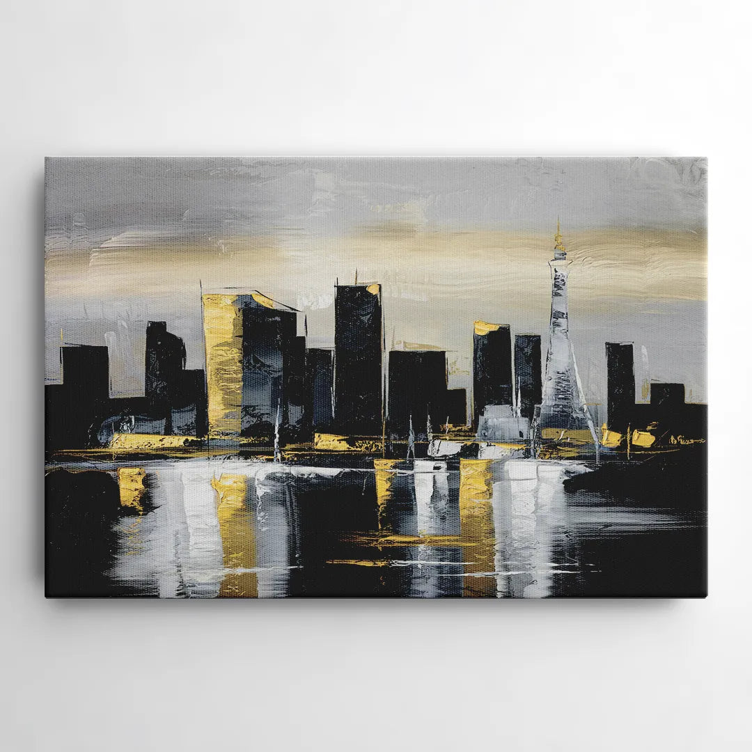 Las Vegas Black And White Skyline - Canvas Wall Art