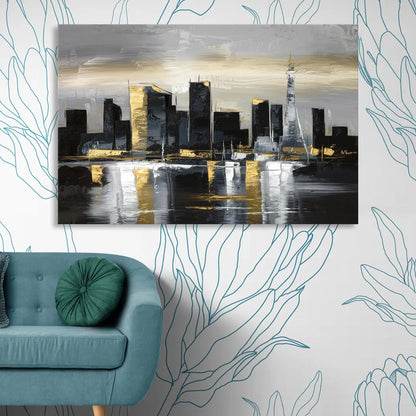 Las Vegas Black And White Skyline Living Room - Canvas Wall Art
