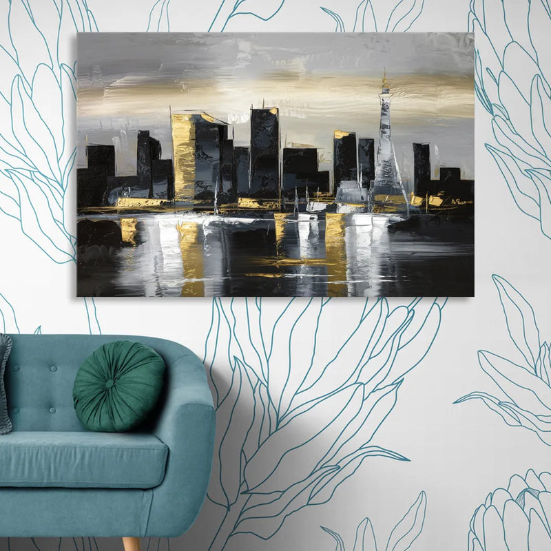 Las Vegas Black And White Skyline Living Room - Canvas Wall Art