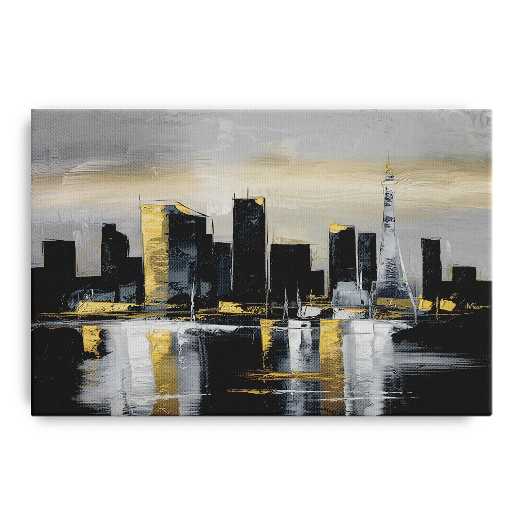 Las Vegas Black And White Skyline Front - Canvas Wall Art