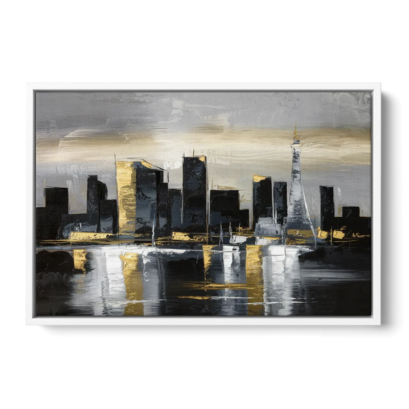 Las Vegas Black And White Skyline Front - White Canvas Wall Art