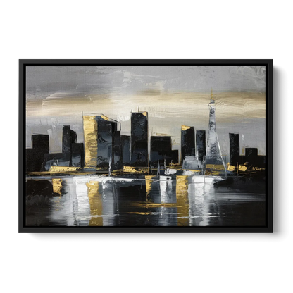 Las Vegas Black And White Skyline Front - Black Canvas Wall Art