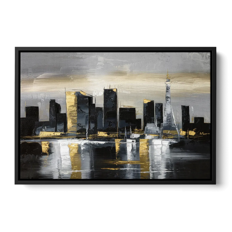 Las Vegas Black And White Skyline Front - Black Canvas Wall Art
