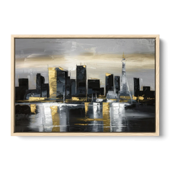 Las Vegas Black And White Skyline - Oak Framed Canvas Wall Art - Front