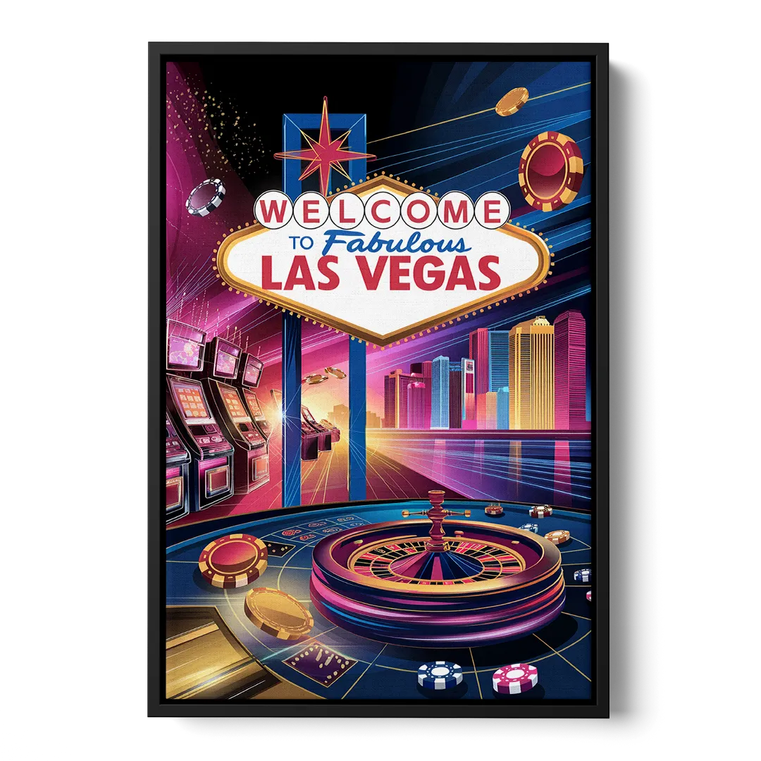 Las Vegas Casino Glamour Front - Black Canvas Wall Art