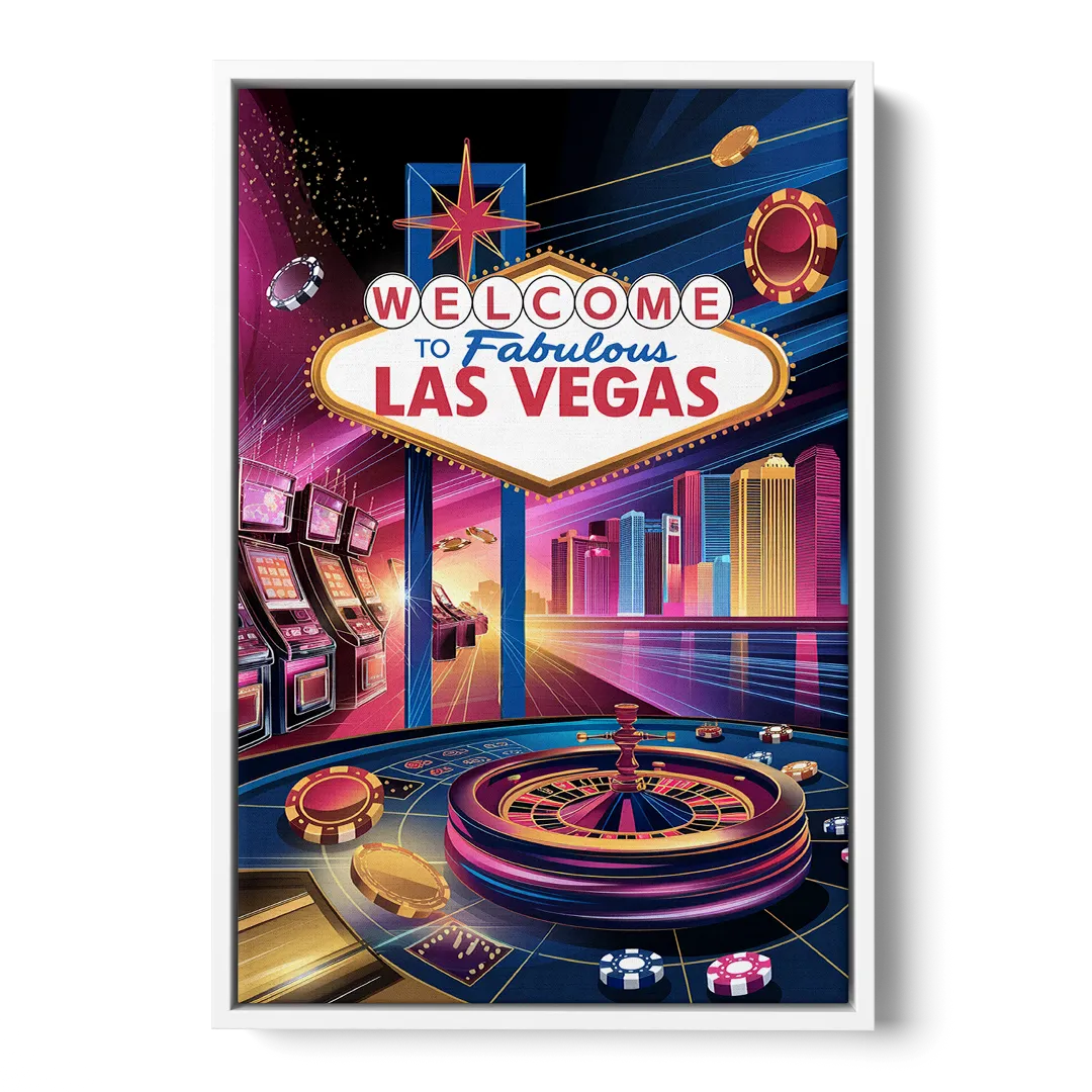 Las Vegas Casino Glamour Front - White Canvas Wall Art
