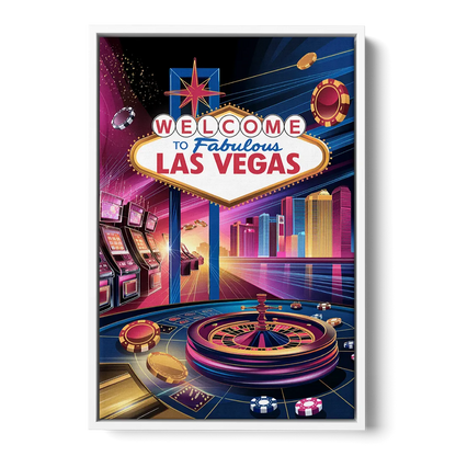 Las Vegas Casino Glamour Front - White Canvas Wall Art