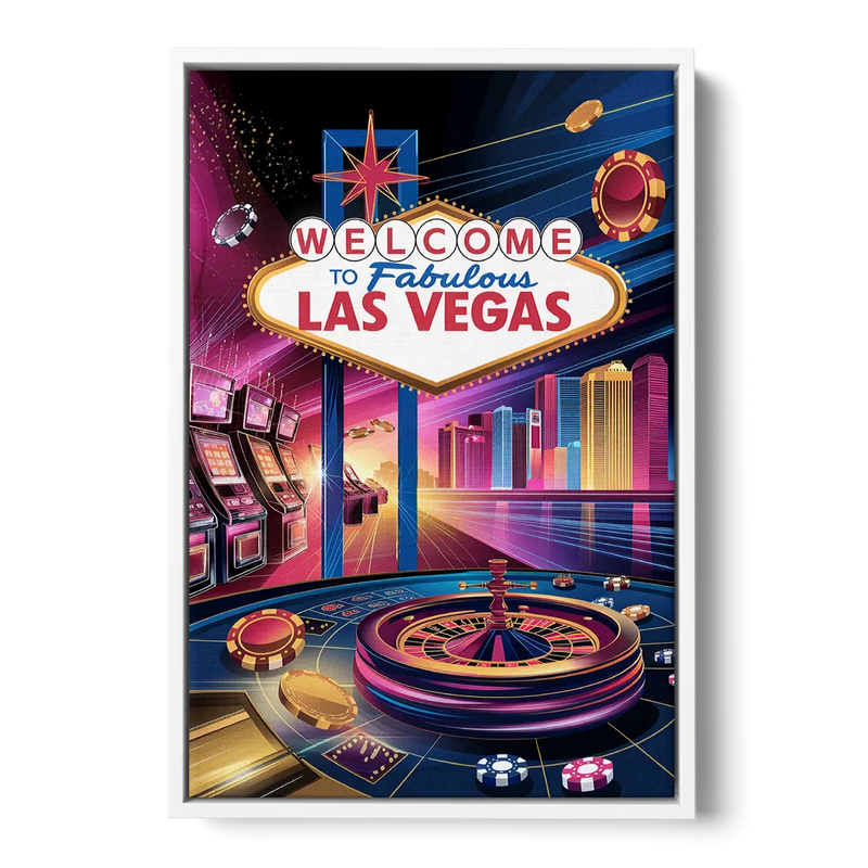 Las Vegas Casino Glamour Front - White Canvas Wall Art