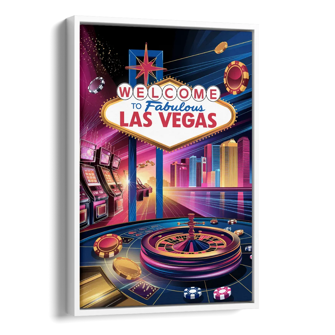 Las Vegas Casino Glamour Side - White Canvas Wall Art