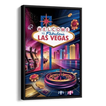 Las Vegas Casino Glamour Side - Black Canvas Wall Art