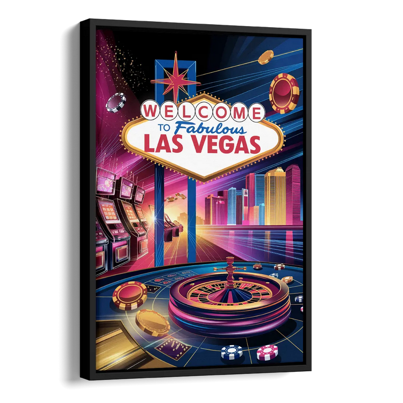 Las Vegas Casino Glamour Side - Black Canvas Wall Art
