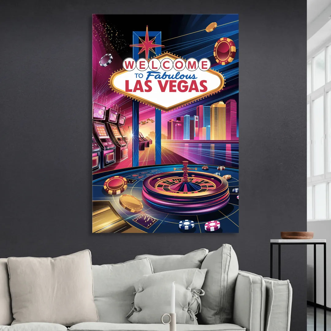 Las Vegas Casino Glamour Living Room - Canvas Wall Art