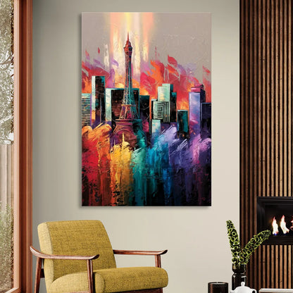 Las Vegas City Skyline Sitting Room - Canvas Wall Art