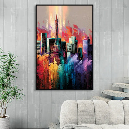 Las Vegas City Skyline Sitting Room - Black Canvas Wall Art