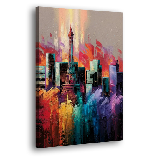 Las Vegas City Skyline Side - Canvas Wall Art