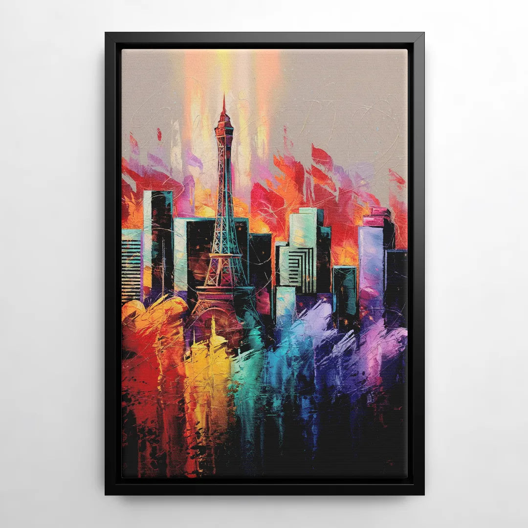Las Vegas City Skyline - Black Frame Canvas