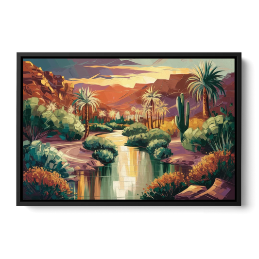 Las Vegas Desert Oasis - Black Framed Canvas Wall Art - Front