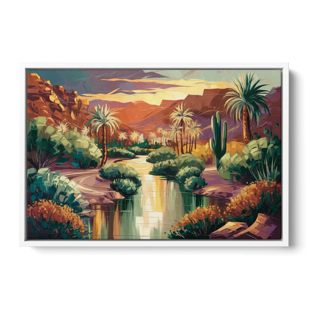 Las Vegas Desert Oasis Front - White Canvas Wall Art