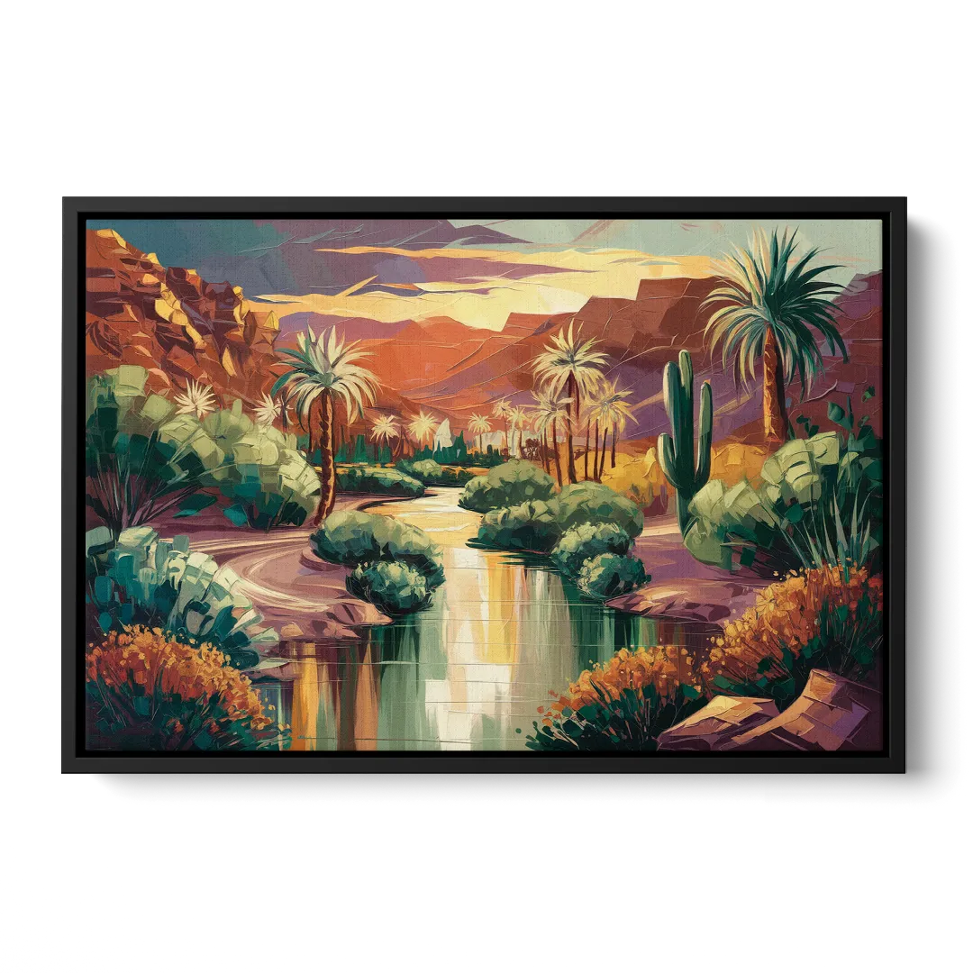 Las Vegas Desert Oasis Front - Black Canvas Wall Art