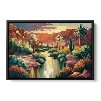 Las Vegas Desert Oasis Front - Black Canvas Wall Art