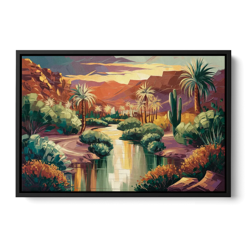 Las Vegas Desert Oasis Front - Black Canvas Wall Art
