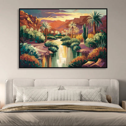 Las Vegas Desert Oasis Living Room - Black Canvas Wall Art