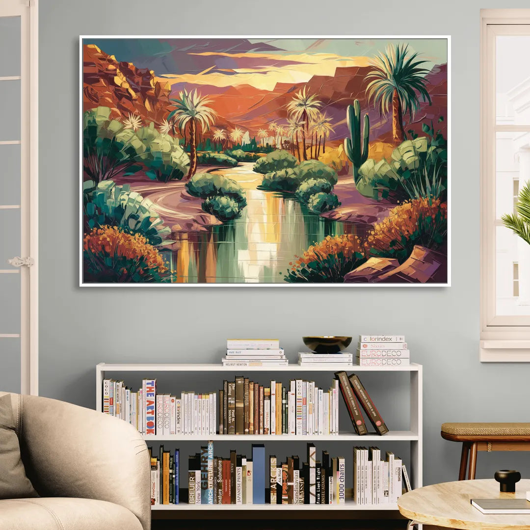 Las Vegas Desert Oasis Sitting Room - White Canvas Wall Art