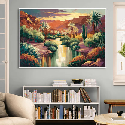 Las Vegas Desert Oasis Sitting Room - White Canvas Wall Art