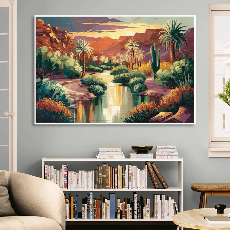 Las Vegas Desert Oasis Sitting Room - White Canvas Wall Art