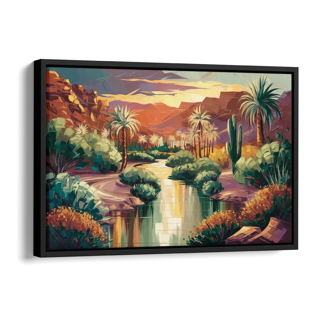 Las Vegas Desert Oasis Side - Black Canvas Wall Art