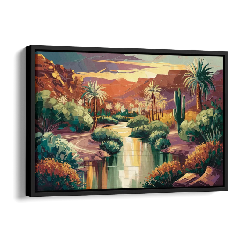 Las Vegas Desert Oasis Side - Black Canvas Wall Art