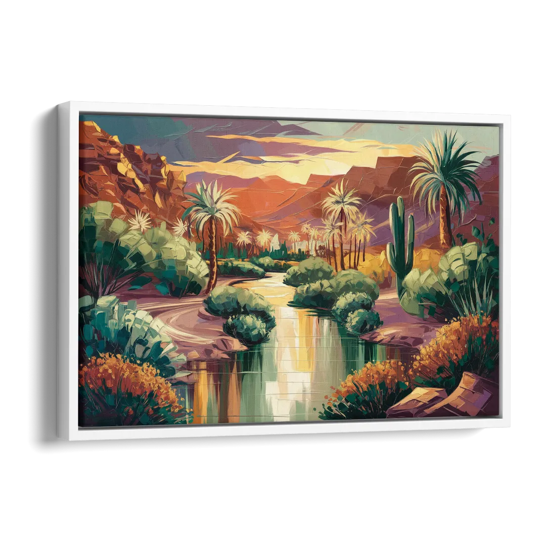 Las Vegas Desert Oasis Side - White Canvas Wall Art