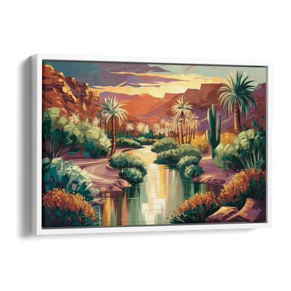 Las Vegas Desert Oasis Side - White Canvas Wall Art