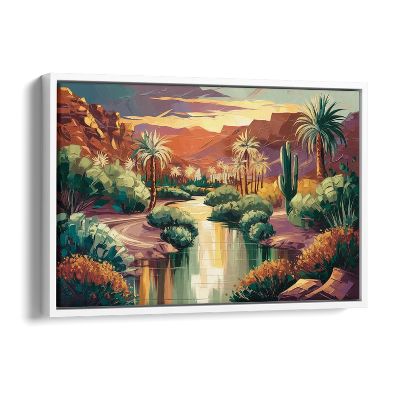 Las Vegas Desert Oasis Side - White Canvas Wall Art