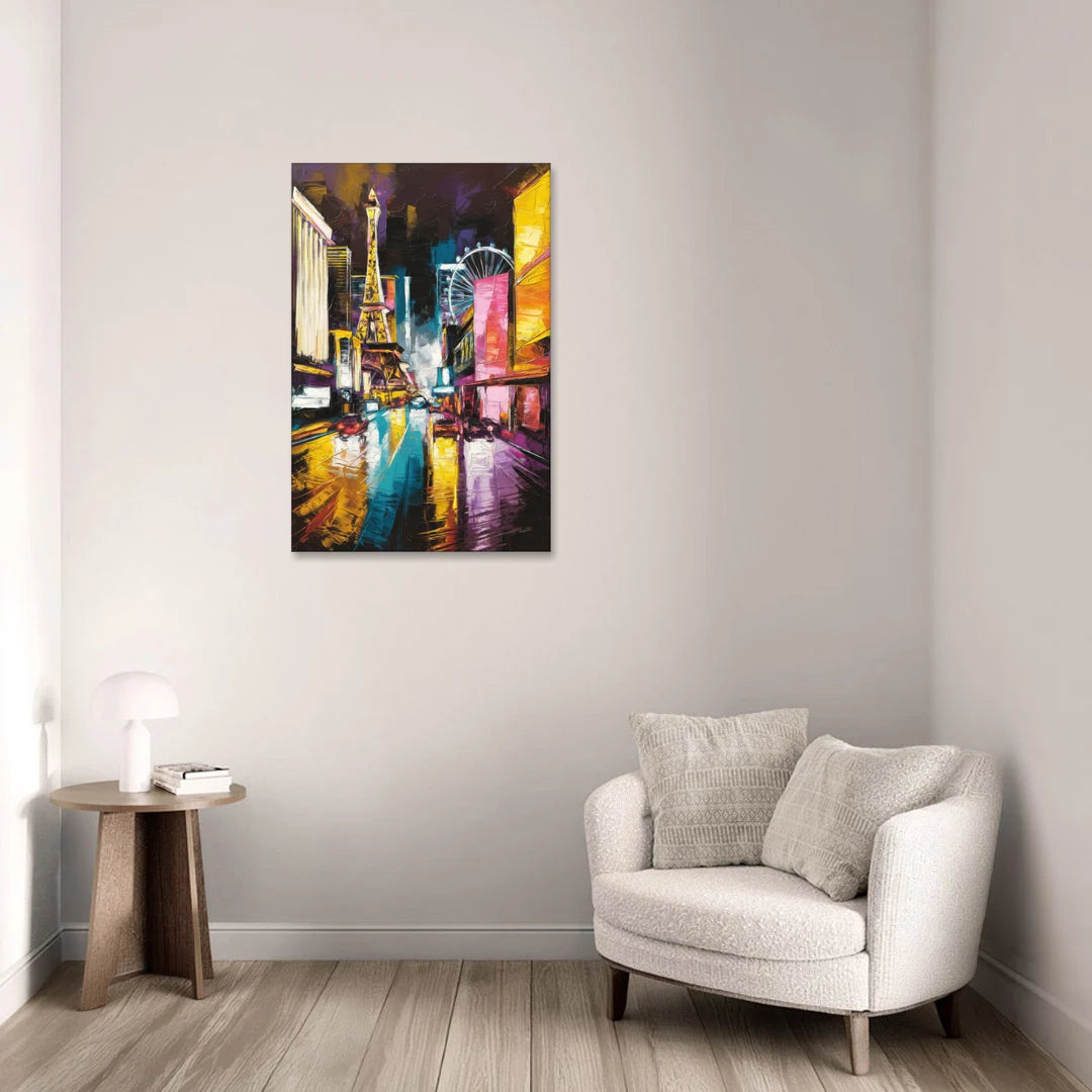 Las Vegas Downtown Energy - Canvas Wall Art - Sofa - 24x36