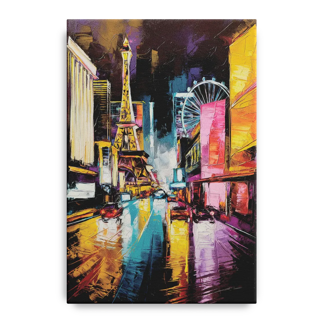 Las Vegas Downtown Energy Front - Canvas Wall Art